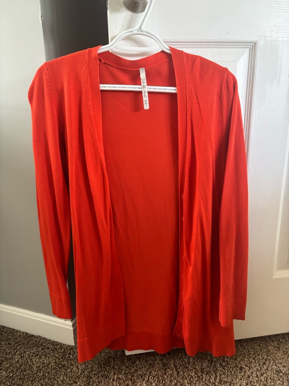 Lightweight Red/Orange Open-Front Women's Cardigan Sweater